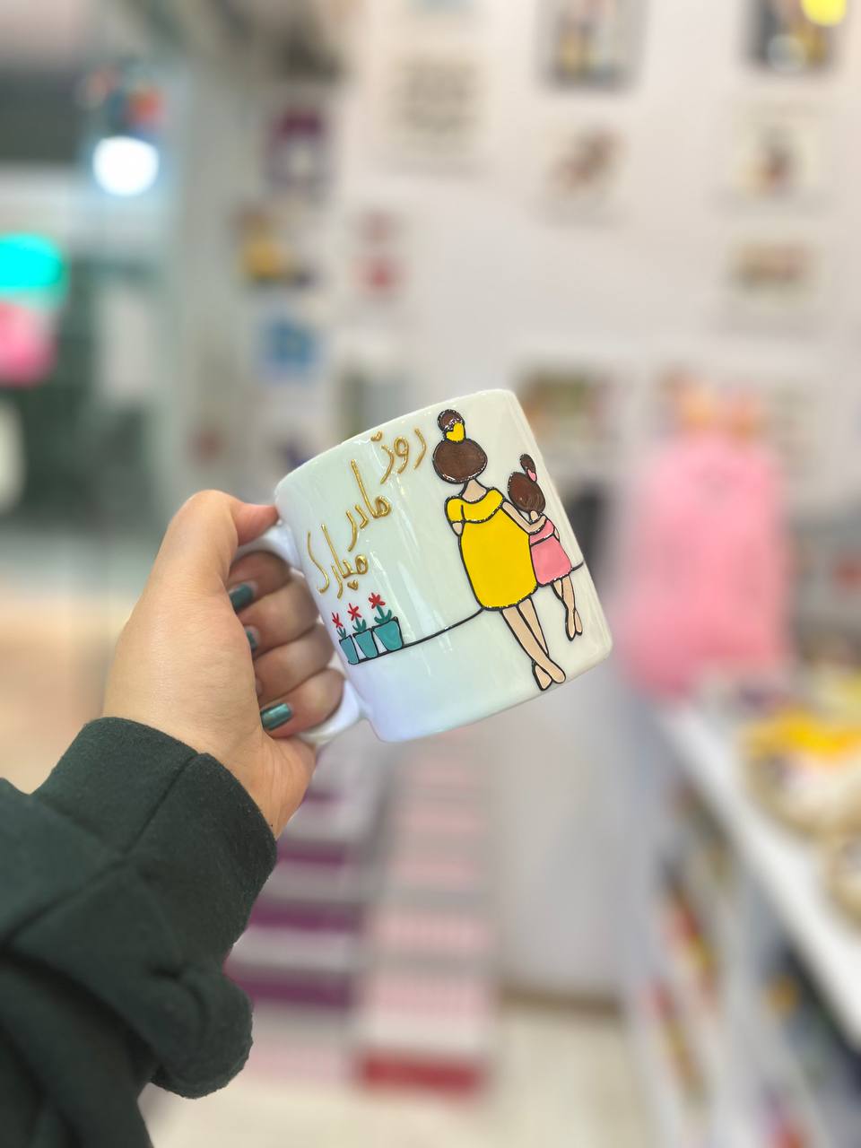 لیوان دسته دار طرح مادر دختری مناسب هدیه روز مادر