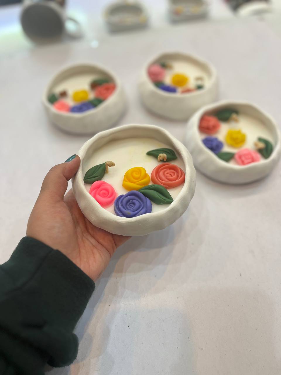 شمع ظرفی دستساز طرح گل